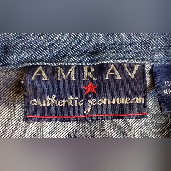 AMRAV MEN'S SIZE XL BLUE DENIM SHIRT/SHACKET LONG SLV NATIVE AMERICAN DESIGN - Picture 6 of 8